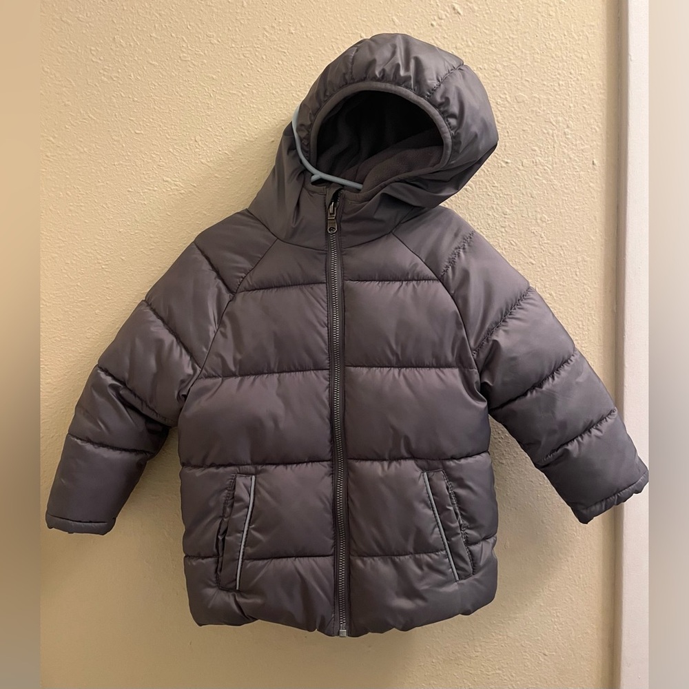 Wonder Nation 3T Kids Puffer Jacket Winter Warm Zip Up Gray Boys Girls